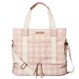 Poppy & Peonies Pink Gingham Voyager Weekender Bag NWT